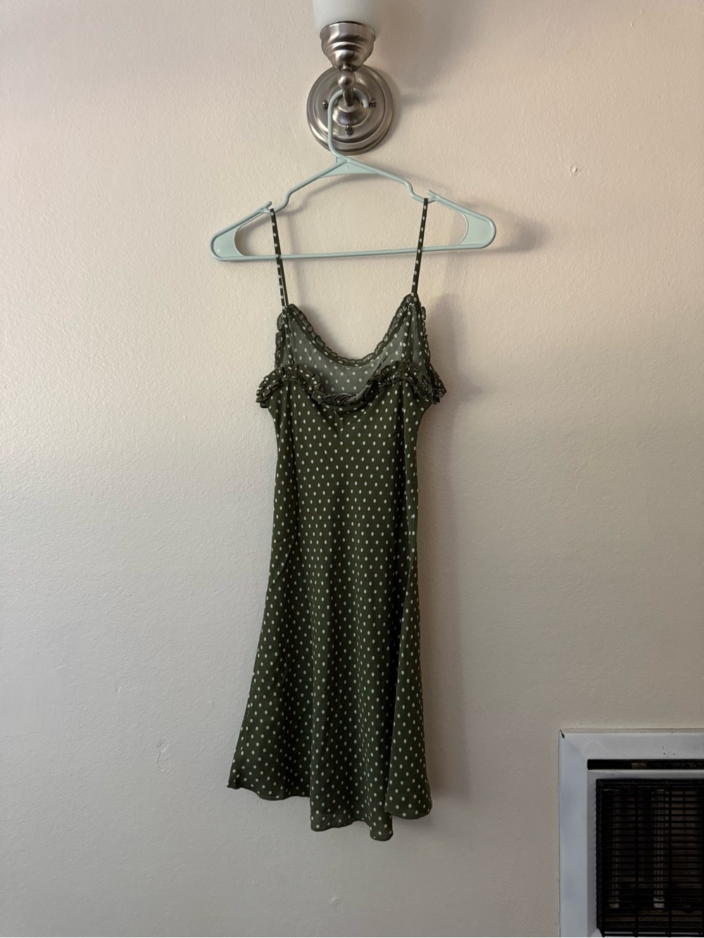 Realisation Par Eliza Dress Khaki Spot Olive Green Polka Dot Slip Dress - Picture 4 of 9